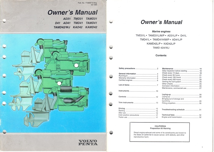Volvo Penta AD31 - KAMD42 Manuals and Handbooks