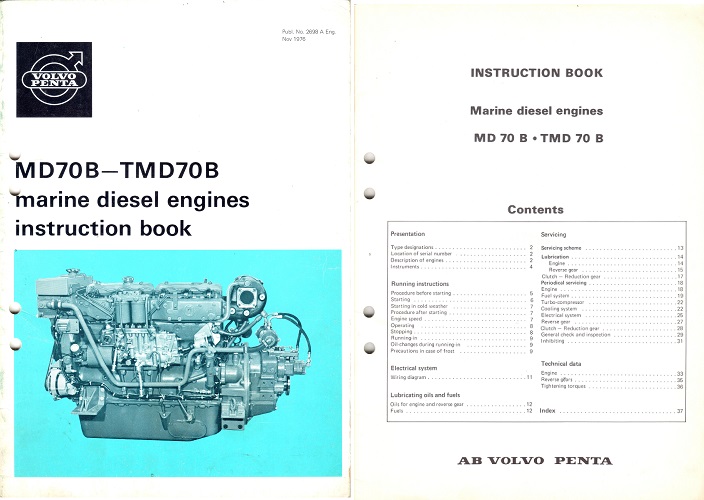 Operator's/Instruction Manual for MD70B and TMD70B Series Engines - Old Stock